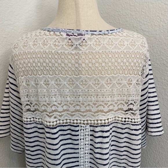 Allison Daley Lace Blue Leaf Floral Nautical Design Top Unique Lightweight 3X - Picture 5 of 9